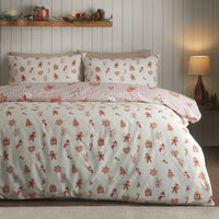Catherine Lansfield Christmas Gingerbread Stripe Reversible Duvet Cover Set In 3 Sizes