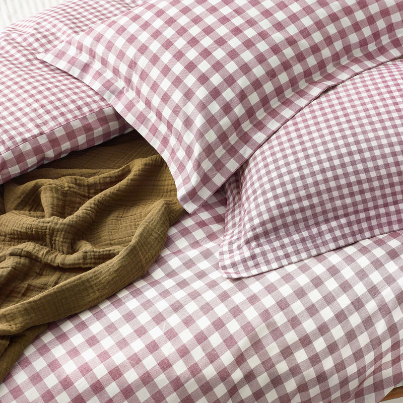 Barton Purple Gingham Check Duvet Cover Set | Berry Bedding | Yard – Riva Home