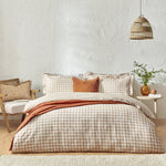 Barton Beige Gingham Check Duvet Cover Set | Biscuit Bedding | Yard – Riva