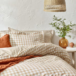 Barton Beige Gingham Check Duvet Cover Set | Biscuit Bedding | Yard – Riva