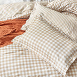 Barton Beige Gingham Check Duvet Cover Set | Biscuit Bedding | Yard – Riva