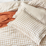 Barton Beige Gingham Check Duvet Cover Set | Biscuit Bedding | Yard – Riva