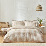 Barton Beige Gingham Check Duvet Cover Set | Biscuit Bedding | Yard – Riva