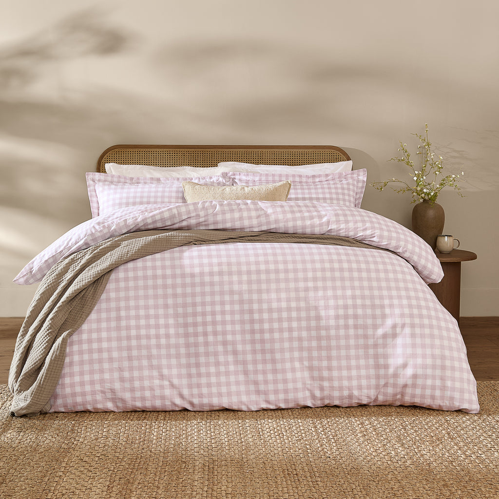 Barton Purple Gingham Check Duvet Cover Set | Blush Bedding | Yard – Riva Home