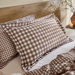 Barton Brown Gingham Check Duvet Cover Set | Chocolate Bedding | Yard – Riva Home