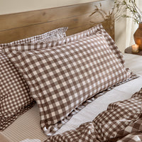 Barton Brown Gingham Check Duvet Cover Set | Chocolate Bedding | Yard – Riva Home