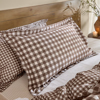 Barton Brown Gingham Check Duvet Cover Set | Chocolate Bedding | Yard – Riva Home