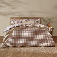 Barton Brown Gingham Check Duvet Cover Set | Chocolate Bedding | Yard – Riva Home