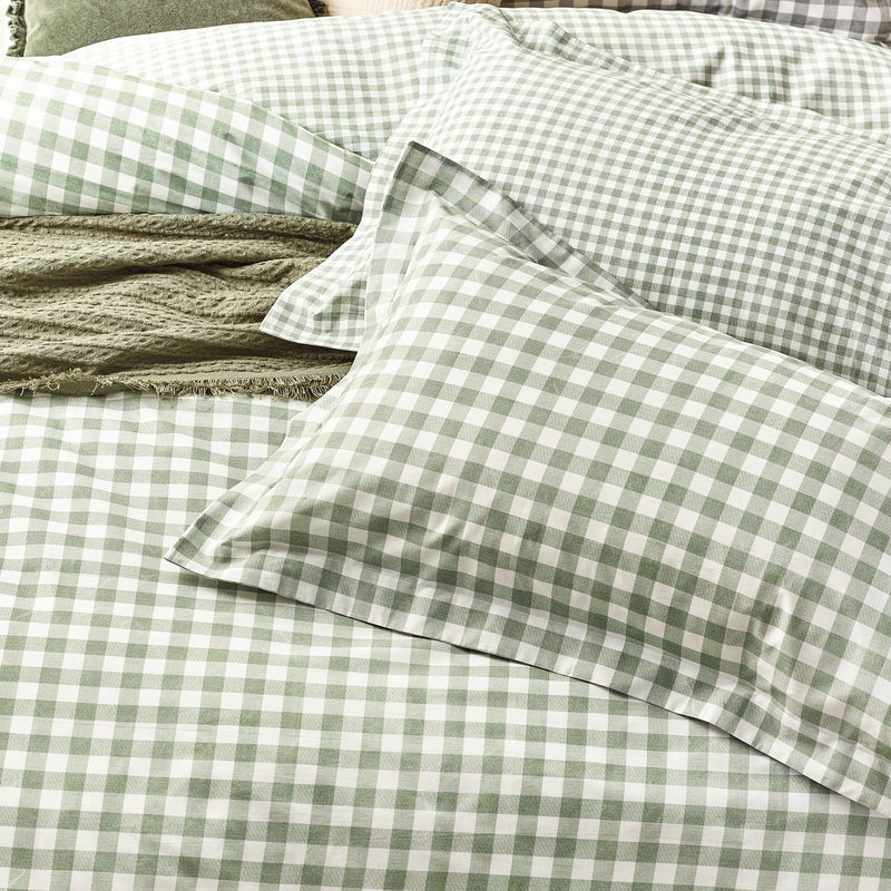 Barton Green Gingham Check Duvet Cover Set | Forest Bedding | Yard – Riva Home