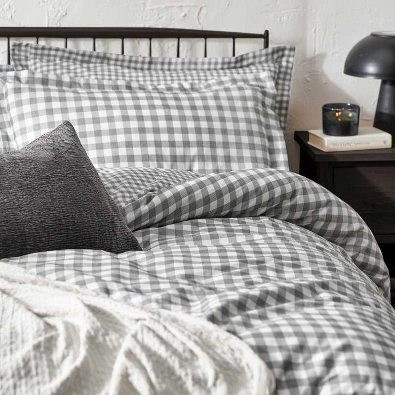 Barton Grey Gingham Check Duvet Cover Set | Grey Bedding | Yard – Riva Home
