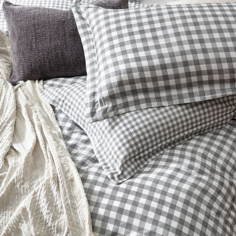 Barton Grey Gingham Check Duvet Cover Set | Grey Bedding | Yard – Riva Home