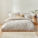 Barton Beige Gingham Check Duvet Cover Set | Natural Bedding | Yard – Riva Home