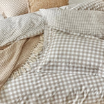 Barton Beige Gingham Check Duvet Cover Set | Natural Bedding | Yard – Riva Home