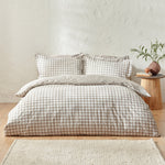 Barton Beige Gingham Check Duvet Cover Set | Natural Bedding | Yard – Riva Home