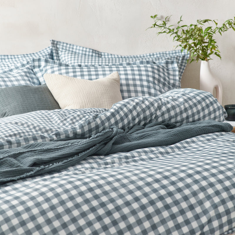 Barton Blue Gingham Check Duvet Cover Set | Navy Bedding | Yard – Riva Home