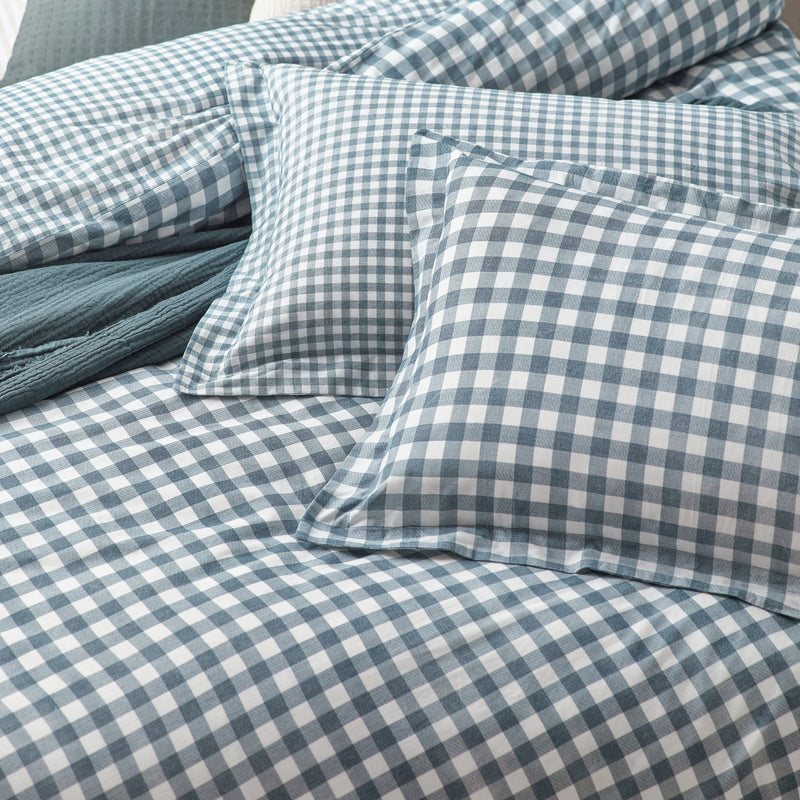 Barton Blue Gingham Check Duvet Cover Set | Navy Bedding | Yard – Riva Home