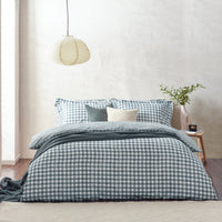 Barton Blue Gingham Check Duvet Cover Set | Navy Bedding | Yard – Riva Home