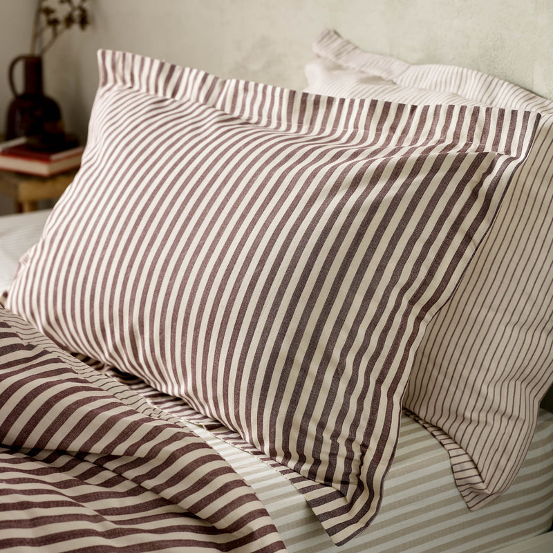 Hebden Red Stripe 100% Cotton Duvet Cover Set | Beetroot Bedding | Yard – Riva Home