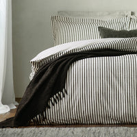 Hebden Black Stripe 100% Cotton Duvet Cover Set | Black Bedding | Yard – Riva Home