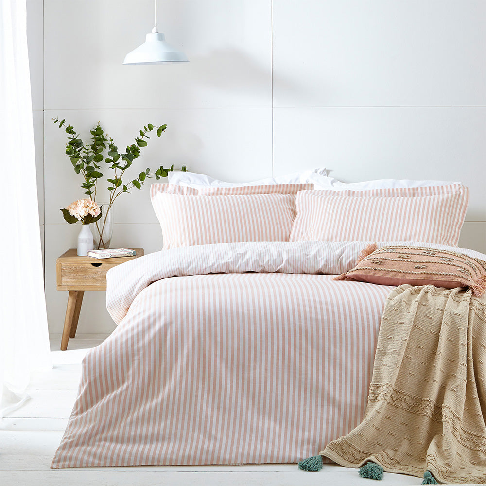 Hebden Pink Stripe 100% Cotton Duvet Cover Set | Blush Bedding | Yard – Riva Home