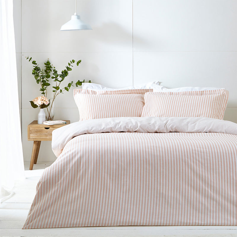 Hebden Pink Stripe 100% Cotton Duvet Cover Set | Blush Bedding | Yard – Riva Home