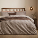 Hebden Brown Stripe 100% Cotton Duvet Cover Set | Espresso Brown Bedding | Yard – Riva Home