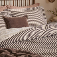 Hebden Brown Stripe 100% Cotton Duvet Cover Set | Espresso Brown Bedding | Yard – Riva Home