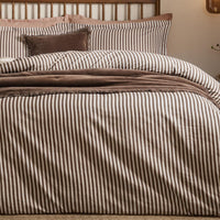 Hebden Brown Stripe 100% Cotton Duvet Cover Set | Espresso Brown Bedding | Yard – Riva Home