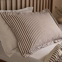Hebden Brown Stripe 100% Cotton Duvet Cover Set | Espresso Brown Bedding | Yard – Riva Home