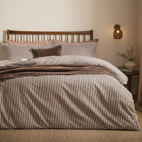 Hebden Brown Stripe 100% Cotton Duvet Cover Set | Espresso Brown Bedding | Yard – Riva Home