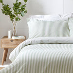 Hebden Green Stripe 100% Cotton Duvet Cover Set | Eucalyptus Bedding | Yard – Riva Home