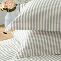 Hebden Green Stripe 100% Cotton Duvet Cover Set | Eucalyptus Bedding | Yard – Riva Home