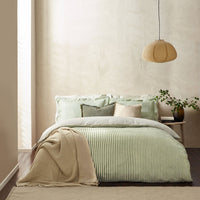Hebden Green Stripe 100% Cotton Duvet Cover Set | Forest Bedding | Yard – Riva Home