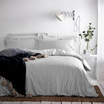 Hebden Grey Stripe 100% Cotton Duvet Cover Set | Grey Bedding | Yard – Riva Home