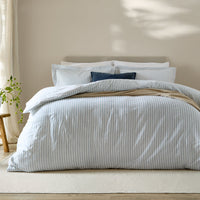 Hebden Blue Stripe 100% Cotton Duvet Cover Set | Mineral Blue Bedding | Yard – Riva Home