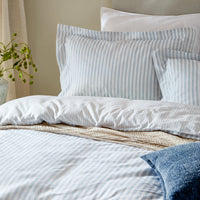 Hebden Blue Stripe 100% Cotton Duvet Cover Set | Mineral Blue Bedding | Yard – Riva Home