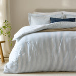 Hebden Blue Stripe 100% Cotton Duvet Cover Set | Mineral Blue Bedding | Yard – Riva Home