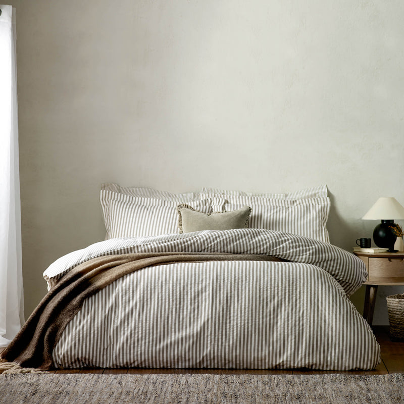 Hebden Brown Stripe 100% Cotton Duvet Cover Set | Mole Bedding | Yard – Riva Home