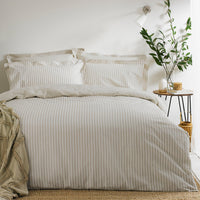 Hebden Beige Mélange Stripe 100% Cotton Duvet Cover Set | Natural | Yard – Riva Home