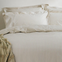 Hebden Beige Mélange Stripe 100% Cotton Duvet Cover Set | Natural | Yard – Riva Home