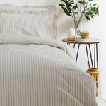 Hebden Beige Mélange Stripe 100% Cotton Duvet Cover Set | Natural | Yard – Riva Home