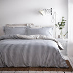Hebden Stripe 100% Cotton Duvet Cover Set Navy