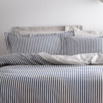 Hebden Stripe 100% Cotton Duvet Cover Set Navy