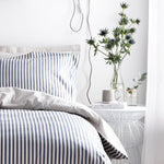Hebden Stripe 100% Cotton Duvet Cover Set Navy