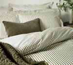 Hebden Green Stripe 100% Cotton Duvet Cover Set | Olive Bedding | Yard – Riva Home