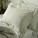 Hebden Green Stripe 100% Cotton Duvet Cover Set | Olive Bedding | Yard – Riva Home