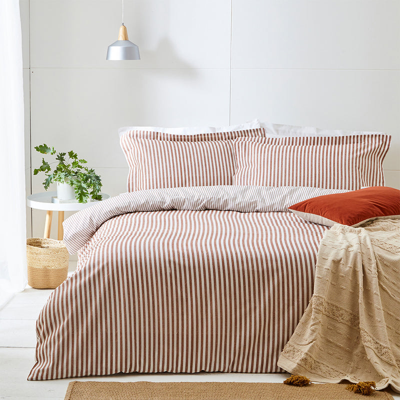 Hebden Red Stripe 100% Cotton Duvet Cover Set | Pecan Bedding | Yard – Riva Home