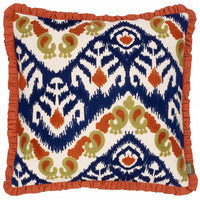 Henderson Embroidered Cotton Cushion Amber/Cerulean