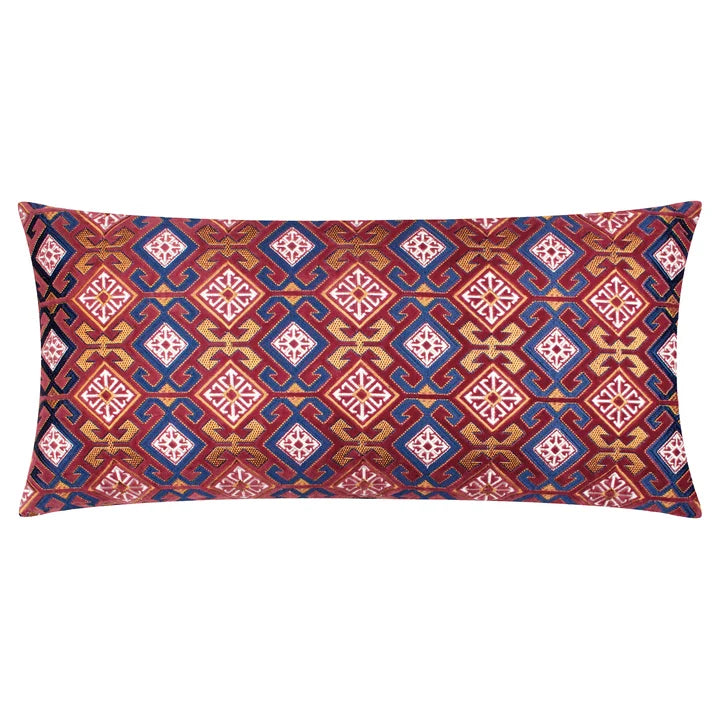 Laurel Embroidered Velvet Cushion Ruby/Gold