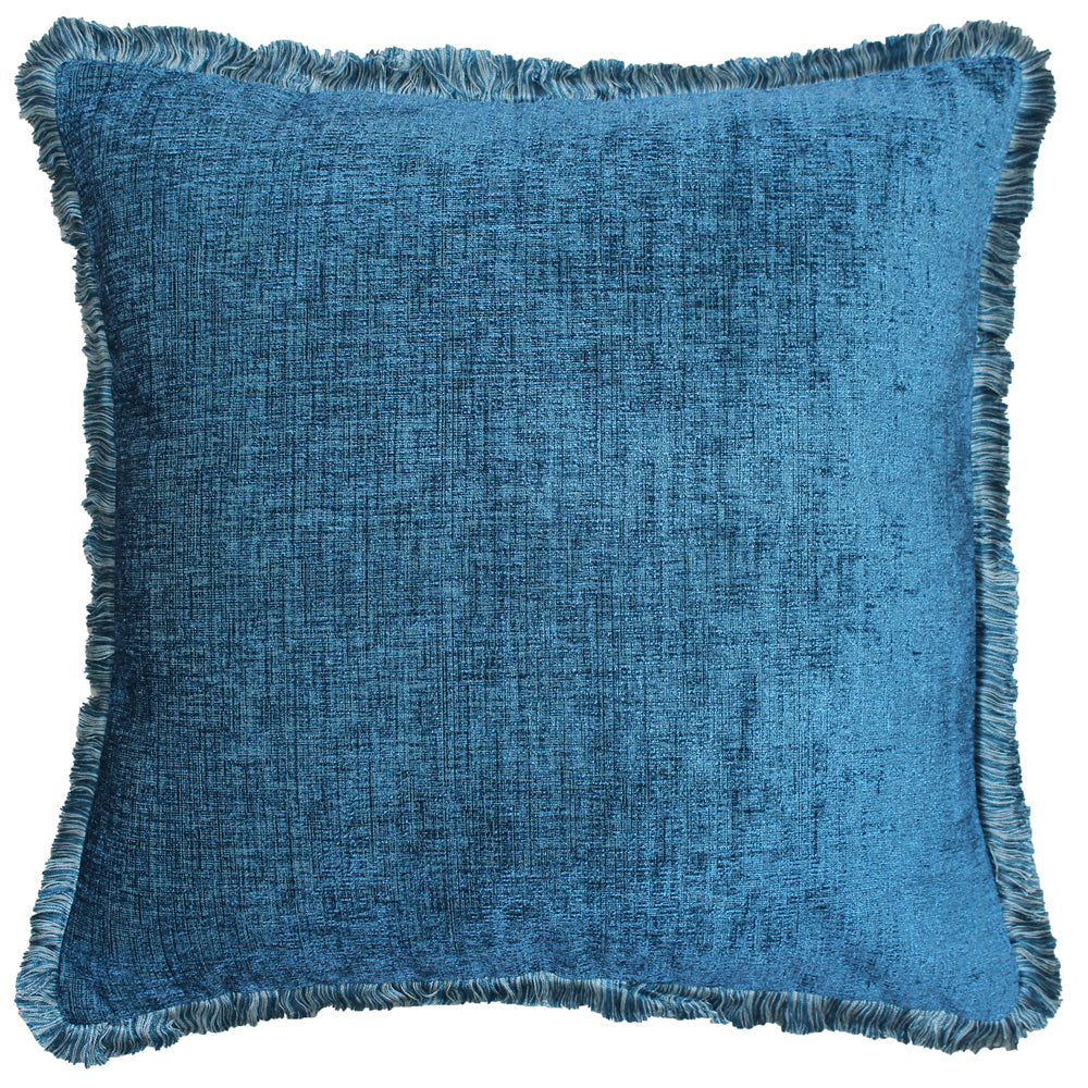 Astbury Chenille Fringed Cushion Teal